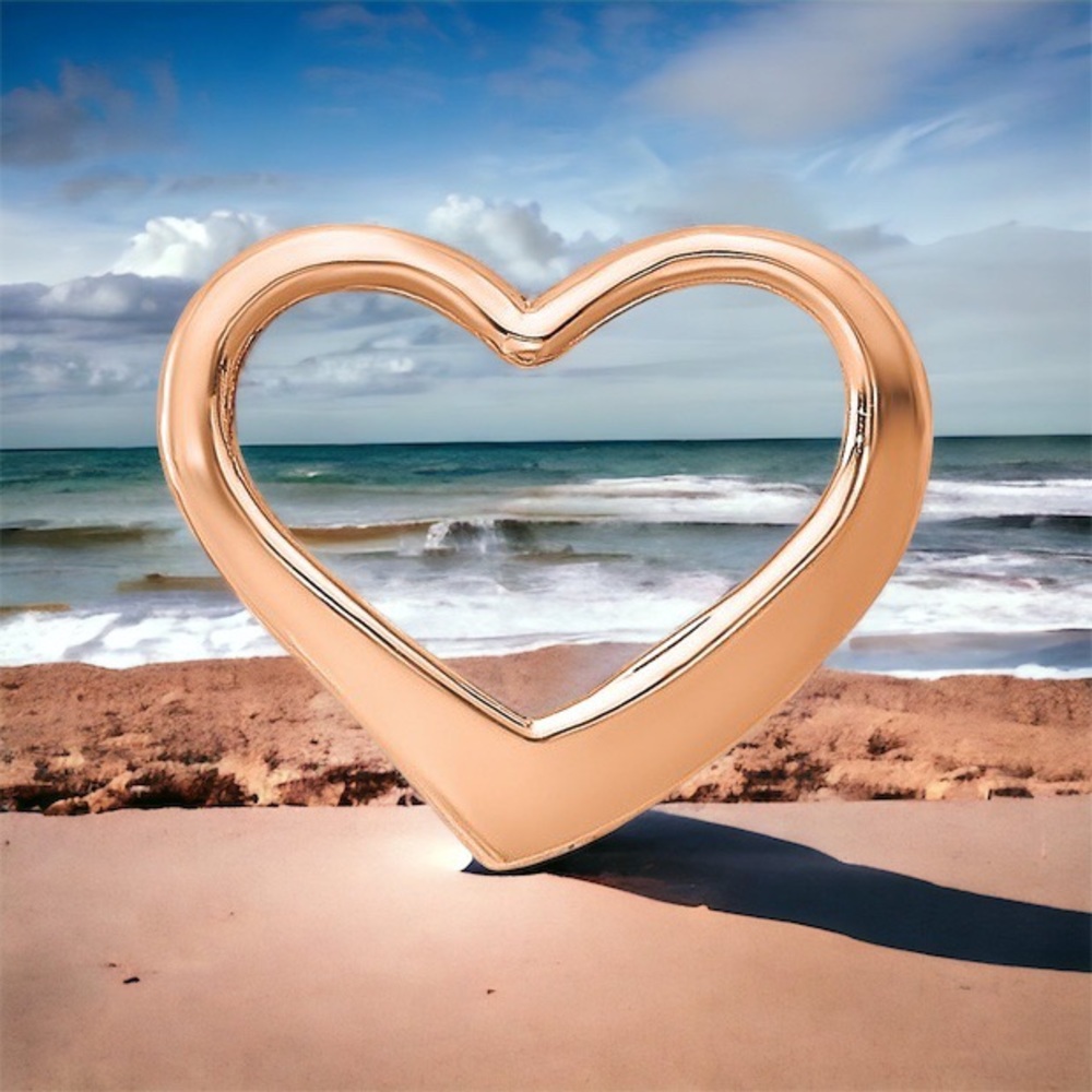 14k Yellow, White or Rose Gold Mini Floating Heart Slide Charm Pendant